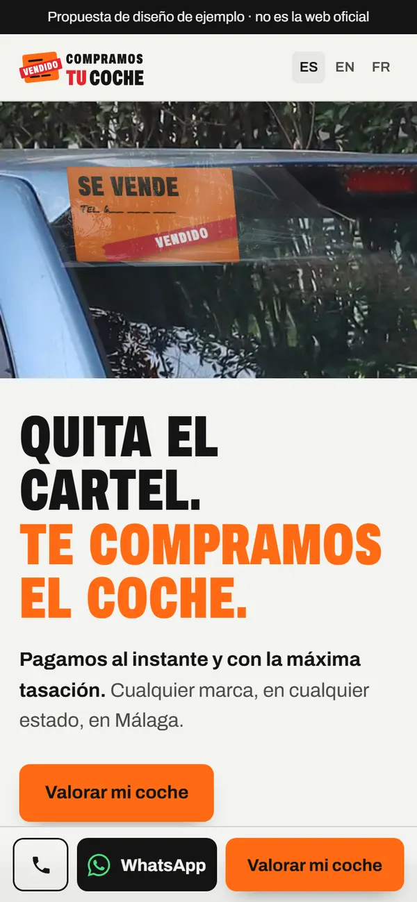 Demo de Compramos Tu Coche en el móvil