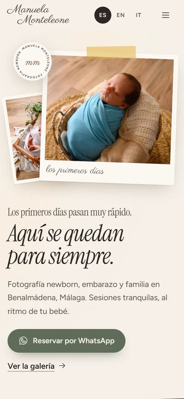Web de Manuela Monteleone en el móvil