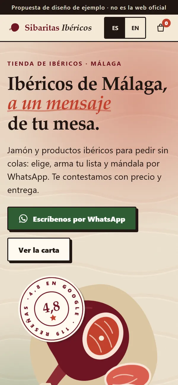 Demo de Sibaritas Ibéricos en el móvil